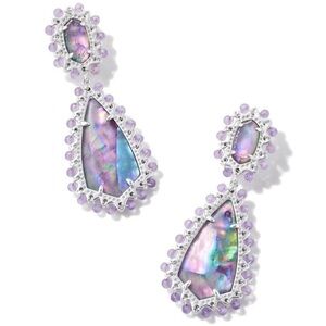 Kendra Scott Camryn Statement Earrings Abalone Purple Pastel NWT
